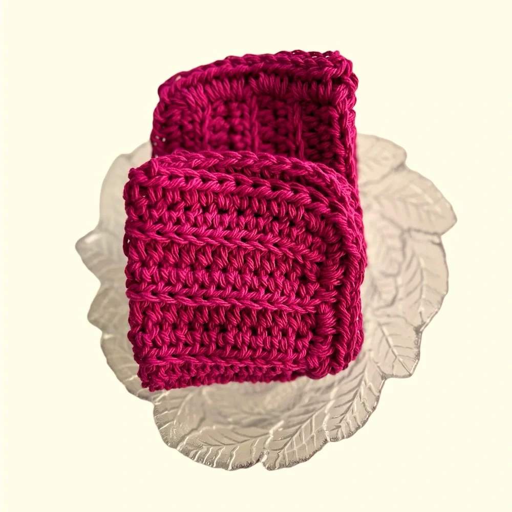 HAND CRAFTED Colorful Crocheted Two 100% Cotton All Purpose Dish or Wash Cloths